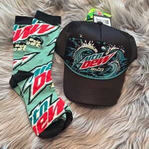 Mountain Dew Baja Blast trucker hat and socks